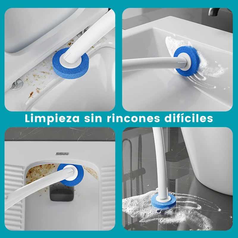 CEPILLO INODORO DESECHABLE CON 16 REPUESTOS Y DETERGENTE INTEGRADO. ESCOBILLA PARA INODORO CON BASE
