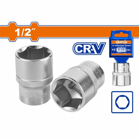 SOCKETS HEXAGONALES 1/2" CR-V.TRATAMIENTO TÉRMICO. MATERIAL 50BV30. ALTA DUREZA.