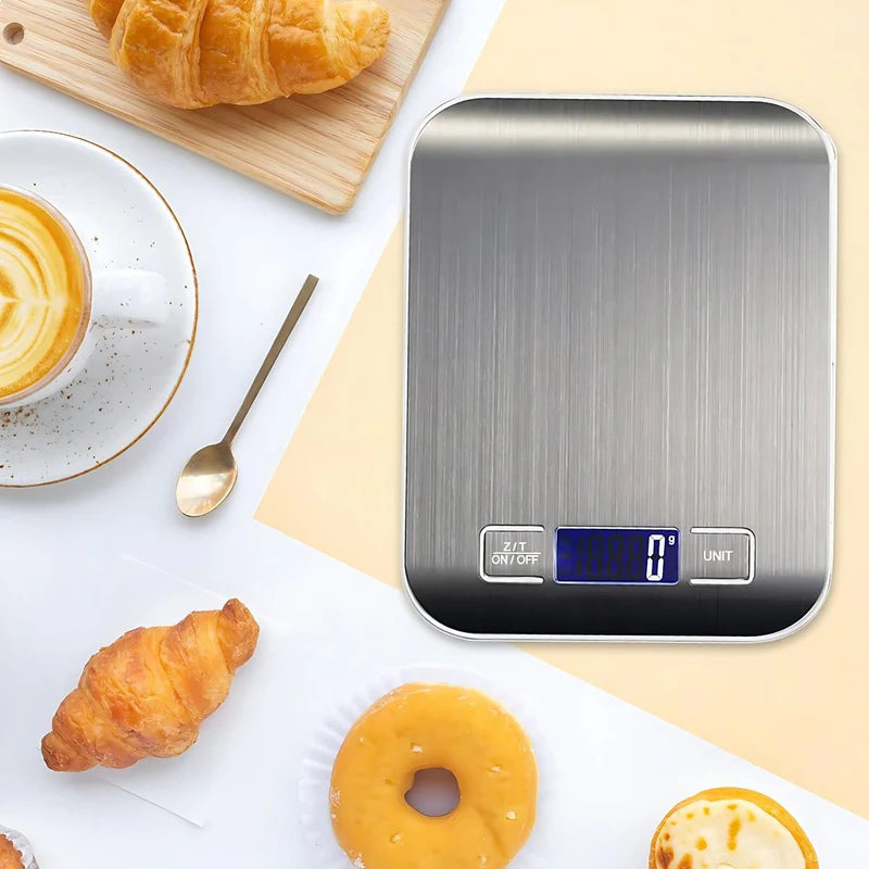 BÁSCULA BALANZA DE COCINA DIGITAL 10KG ACERO INOXIDABLE CON PANTALLA LCD. PESA BALANZA PARA ALIMENTO