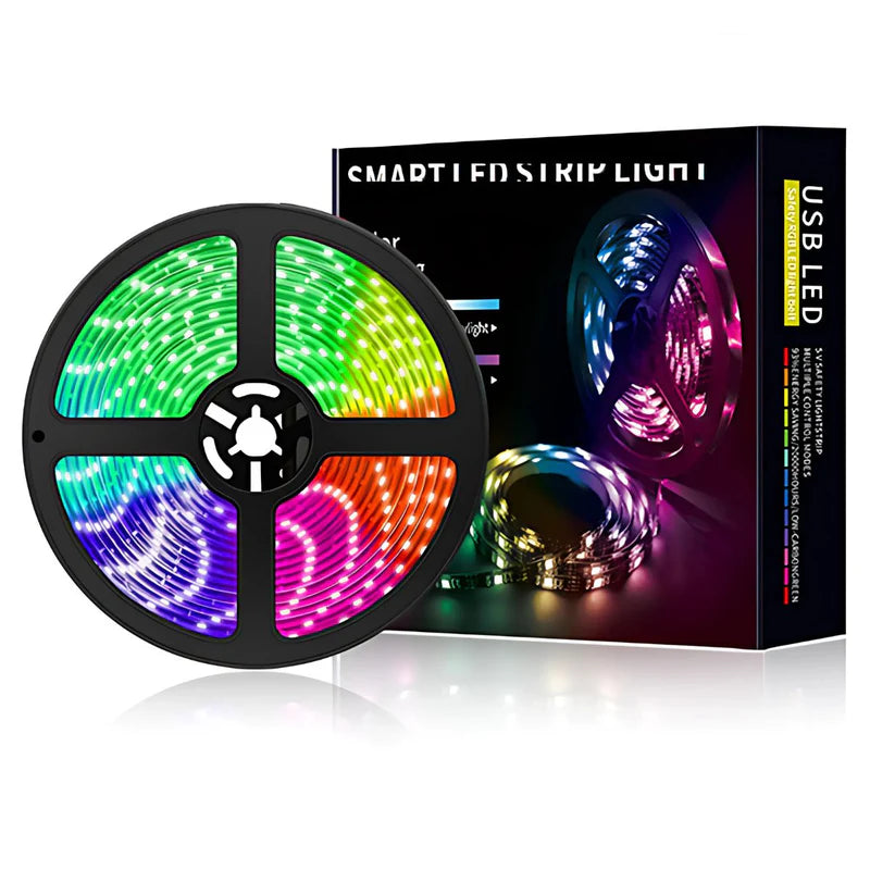 CINTA LED 5M 5V RGB CON CONTROL REMOTO. TIRA DE LUZ. BANDA LED, 30LEDS