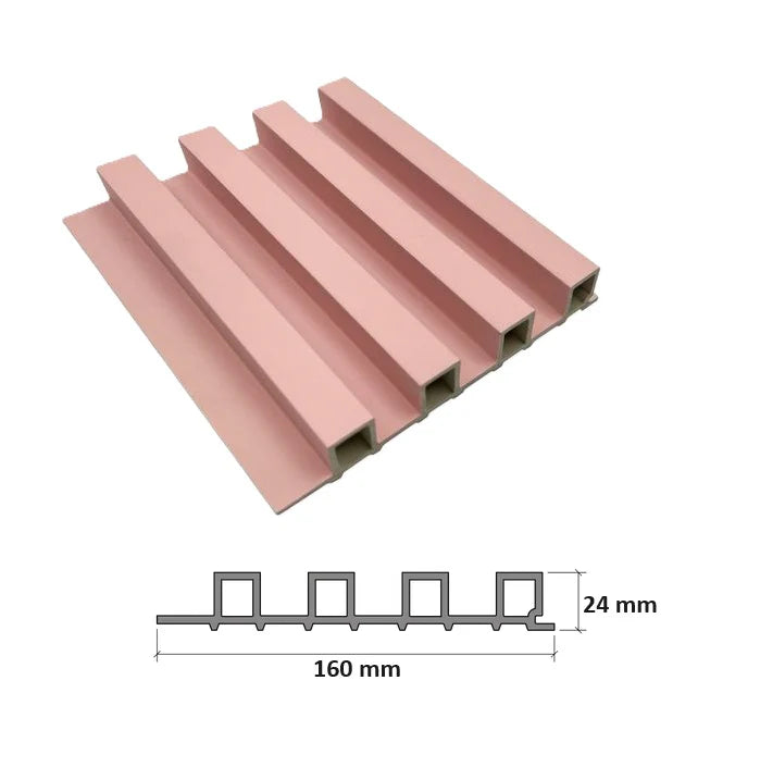 LAMINA ACANALADA DECORATIVA WPC ROSA CORAL PASTEL 24X160X2900 MM