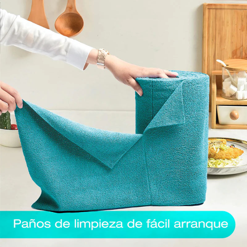 PAÑOS DE MICROFIBRA ROLLO DE 50 UNIDADES TOALLAS 12”X12” (30X30CM). TRAPOS SUPER ABSORBENTES - REUTI