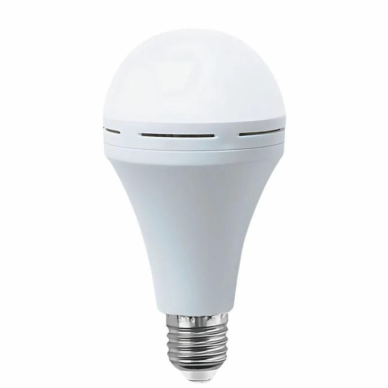 BOMBILLO FOCO LED DE EMERGENCIA 7W CON BATERÍA RECARGABLE. LUZ BLANCA 6500K. BASE E27 Y ÁNGULO 230°.