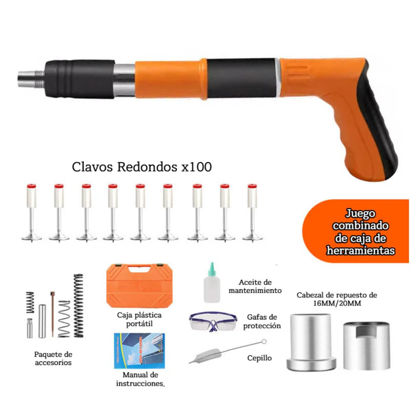 PISTOLA DE CLAVOS PARA FULMINANTES DE CALIBRE 22. CLAVADORA MANUAL PARA CONCRETO. HERRAMIENTA DE FIJ