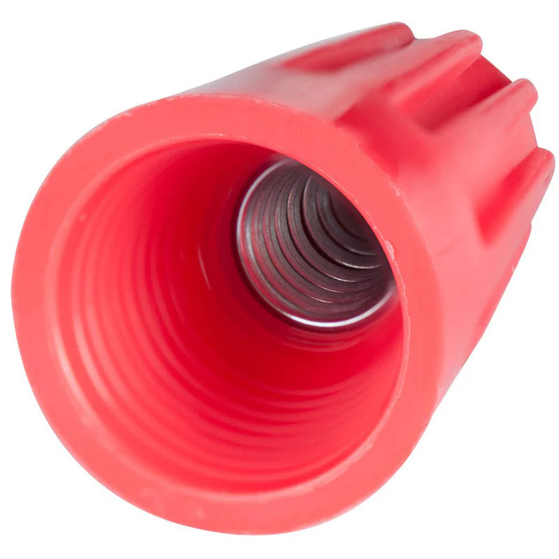 100 Wire Nuts. Color ROJO. Tapa Enroscable para Cable Electrico 8# a 10#. Material Plastico.