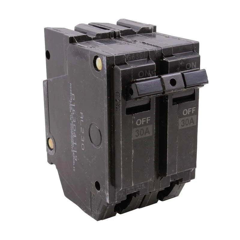 BREAKER ELECTRICO. 2 POLO. 60 AMP. 120/240 VOLT. COLOR NEGRO. MATERIAL PLASTICO - COBRE.