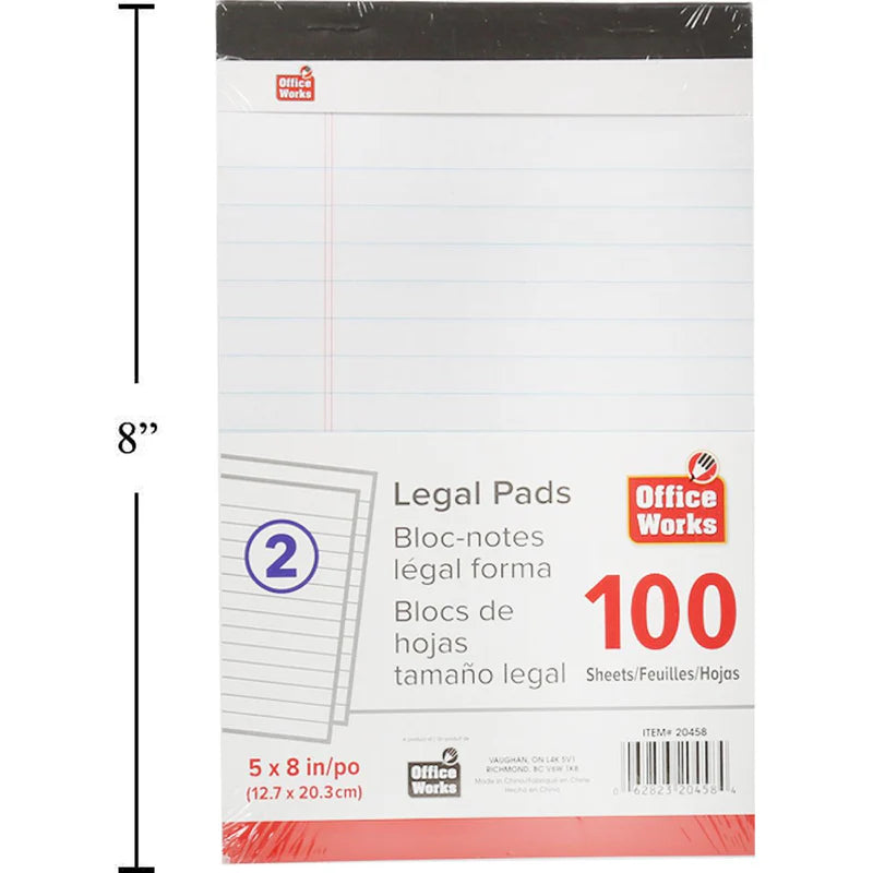 BLOC DE NOTAS PARA 50 HOJAS, 5 X 8 ", BLANCO