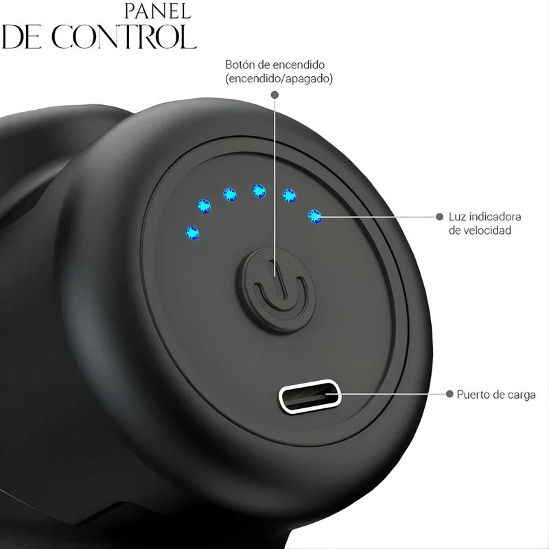 MASAJEADOR PORTÁTIL CON 30 NIVELES. PISTOLA DE MASAJES INALÁMBRICA 60W 12V. INCLUYE 6 CABEZALES.