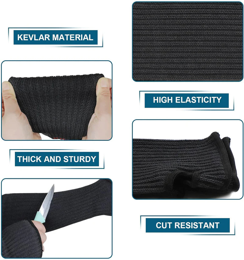 MANGAS DE KEVLAR PARA SOLDAR, RESISTENTE A CORTES, DE 18'', ANTICORTES COLOR NEGRO ( SE VENDE POR PA