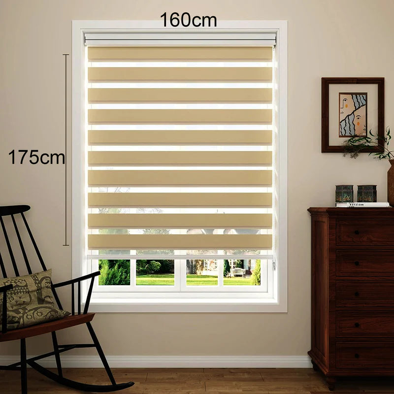 PERSIANAS ROLLERS ENROLLABLES ECLIPSE ZEBRA DIA Y NOCHE. COLOR BEIGE. 160CM