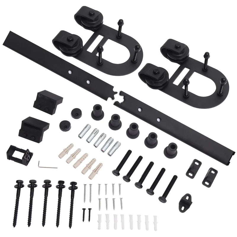 KIT DE HERRAJES PARA PUERTAS CORREDIZAS DE MADERA MONTAJE LATERAL EN FORMA DE U ( HERRADURA )