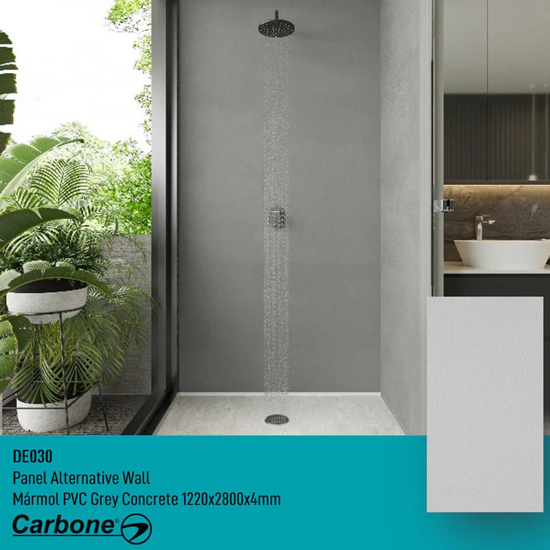 PANEL DECORATIVO MÁRMOL PVC 1.22 M X 2.80 M X 4 MM. ACABADO: GREY CONCRETE