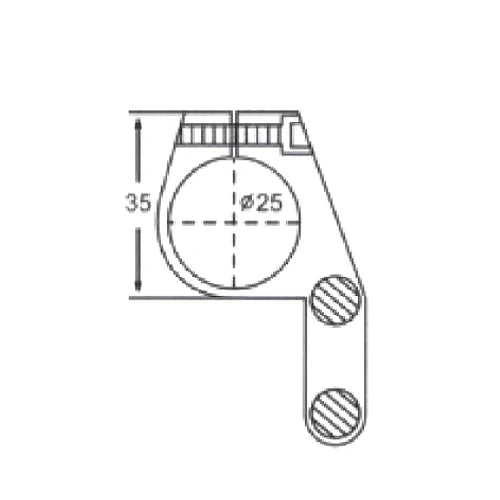 TOPE DERECHO PARA TUBO DE 25MM. SISTEMA SLIDER.