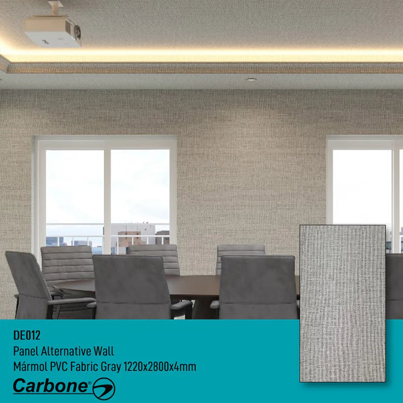 PANEL DECORATIVO MÁRMOL PVC 1.22 M X 2.80 M X 4 MM. ACABADO: FABRIC GREY