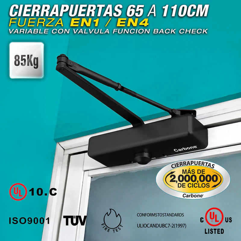CIERRAPUERTAS PARA 65A110 CM (15-85KG).FUERZA EN1~4 VARIABLE CON FUNCION BACK CHECK(10AÑOS)
