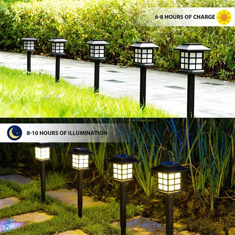 FOCO LAMPARA SOLAR PARA CÉSPED TIPO ESTACA LED. (SE VENDE EN PARES) LAMPARA NEGRA CON PANEL SOLAR IN