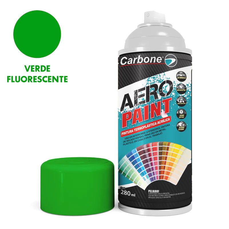 PINTURA AEROSOL EN SPRAY FLUORESCENTE 280ML. INTERIORES Y EXTERIORES ALTA CALIDAD
