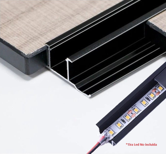PERFIL LED U MOLDURA CON COBERTOR (LED NO INCLUIDO) PARA PANEL 8 MM 3M LONG NEGRO
