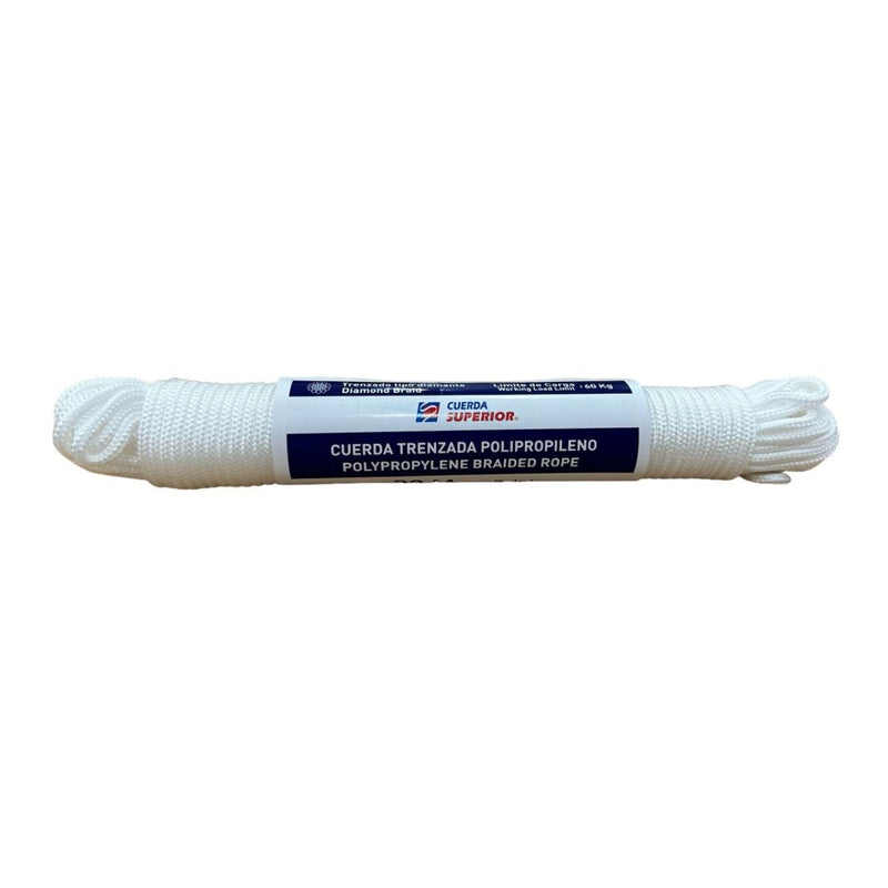 CUERDA TRENZADA GAMMA PP 4MMX20M. COLOR CRUDO. SUAVE Y RESISTENTE. SOGA PARA ACAMPAR, MECATE PARA TE