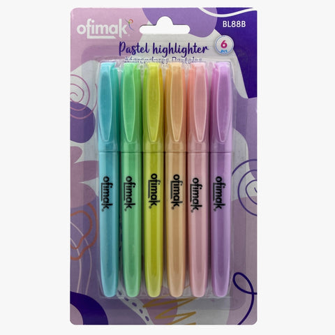 RESALTADORES DE COLORES PASTELES OFIMAK PAQUETE DE 6 UNDS