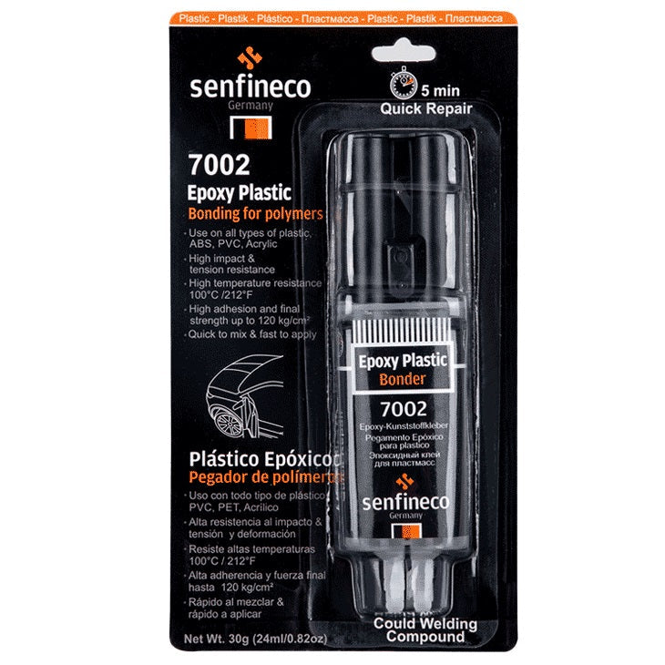 PEGAMENTO EPOXICO DE SECADO RAPIDO 5 MINUTOS PARA PLASTICO 24ML (0.82OZ). SENFINECO EPOXY PLASTIC