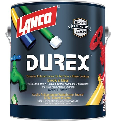 PINTURA ANTICORROSIVA COLOR NEGRO, 1/4 GALON. DUREX LANCO