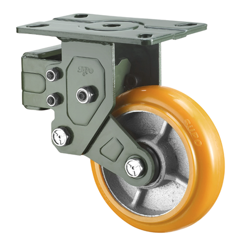 RUEDA RIGIDA CON AMORTIGUACION 6"-150 MM CAPACIDAD 80-320KG POLIURETANO PU NARANJA