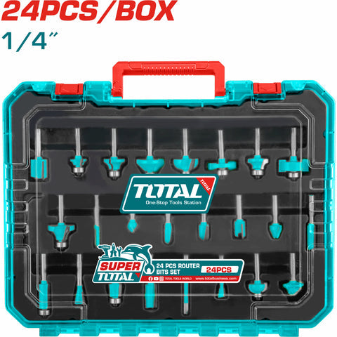 BROCAS PARA ROUTER VASTAGO 1/4" SET DE 24 PIEZAS. PUNTAS DE ROUTEADORA