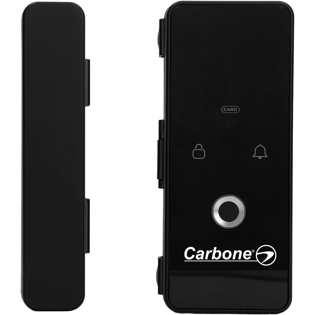 CERRADURA ELECTRONICA DE HUELLA DACTILAR, TARJETA Y CODIGO SIN SAQUES AL VIDRIO. 10-12 MM