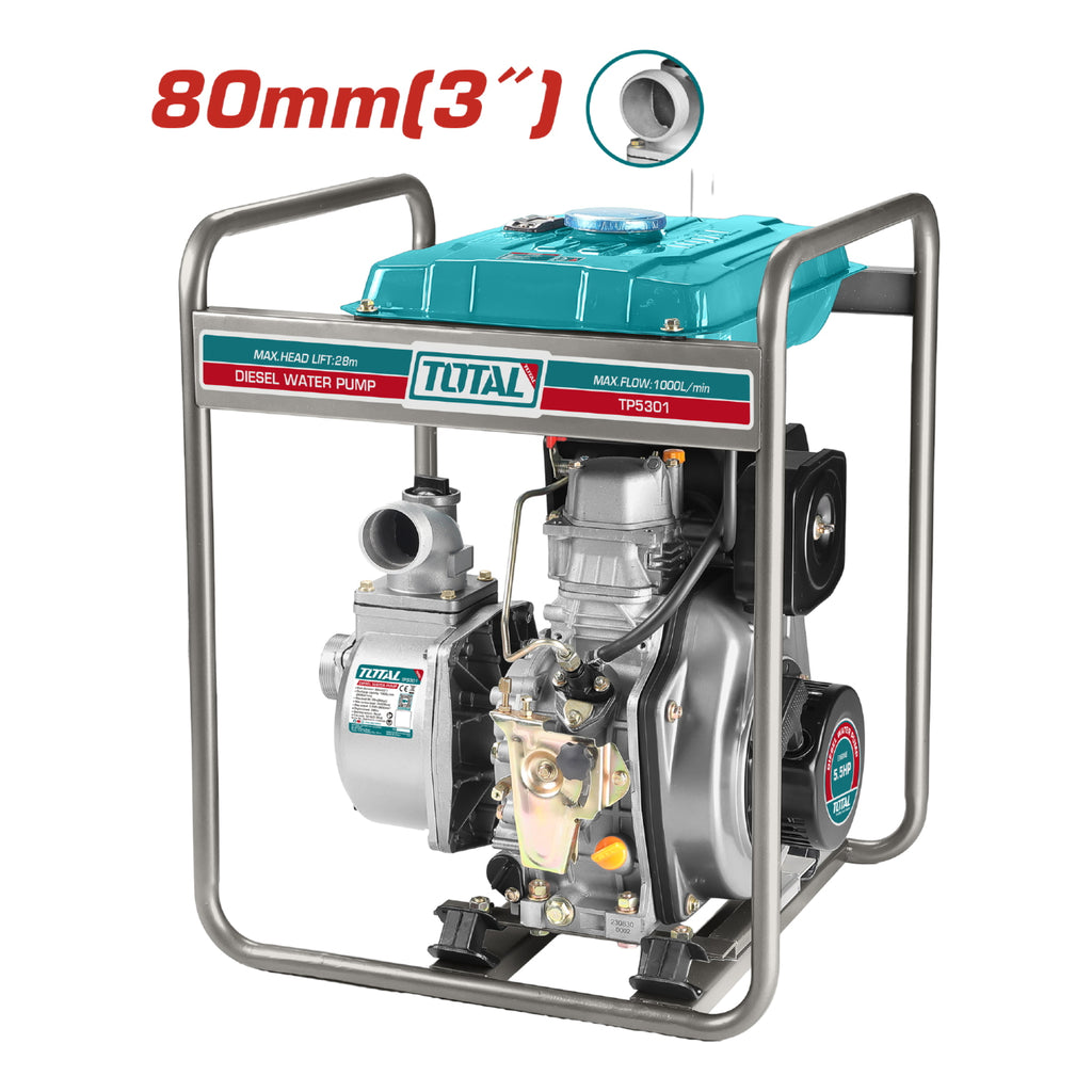 BOMBA DE AGUA A DIESEL 5.5 HP. DIAMETRO DE SALIDA 3" FLUJO MAX: 1000L/MIN. MAX. ELEV. 28M