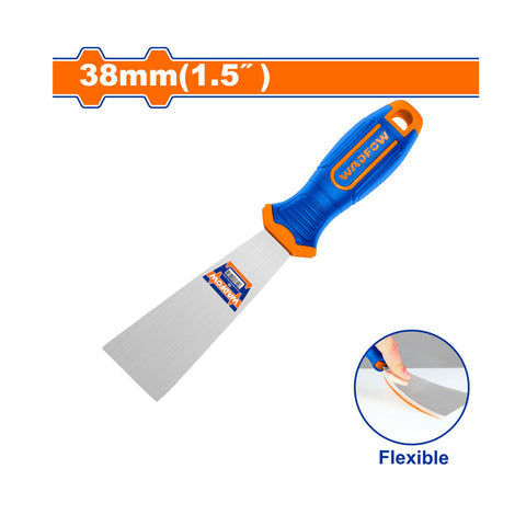 ESPATULA DE 1.5" TRATAMIENTO TERMICO CON MANGO DE PLASTICO. ACERO FLEXIBLE.