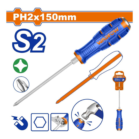 DESTORNILLADOR PASANTE PHILLIPS 6X150MM MATERIAL DE LA HOJA: S2 TIPO DE PUNTA: PHILLIPS PH2 MAGNETIC