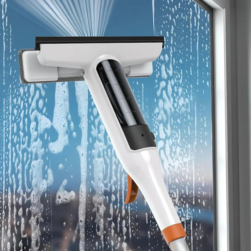 LIMPIADOR DE VIDRIOS CON ATOMIZADOR INTEGRADO. LIMPIA VENTANAS DE SILICONA CON SPRAY. MULTIÁNGULOS.