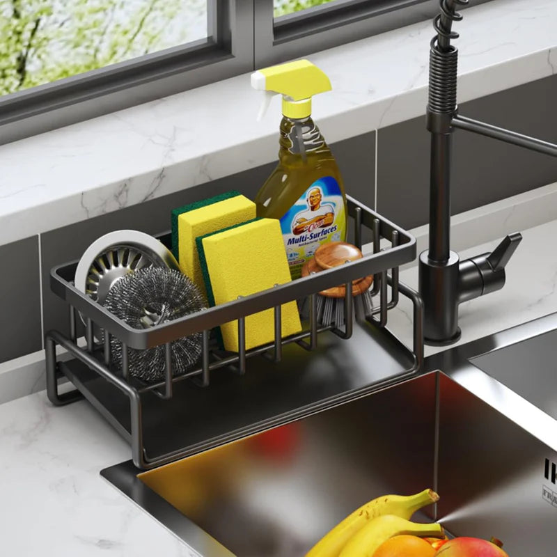 ESCURRIDOR DE ESPONJA. ORGANIZADOR DE FREGADERO. COLOR NEGRO. SOPORTE PARA ESPONJA. 23 CM LARGO X 9