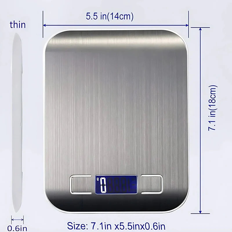 BÁSCULA BALANZA DE COCINA DIGITAL 10KG ACERO INOXIDABLE CON PANTALLA LCD. PESA BALANZA PARA ALIMENTO