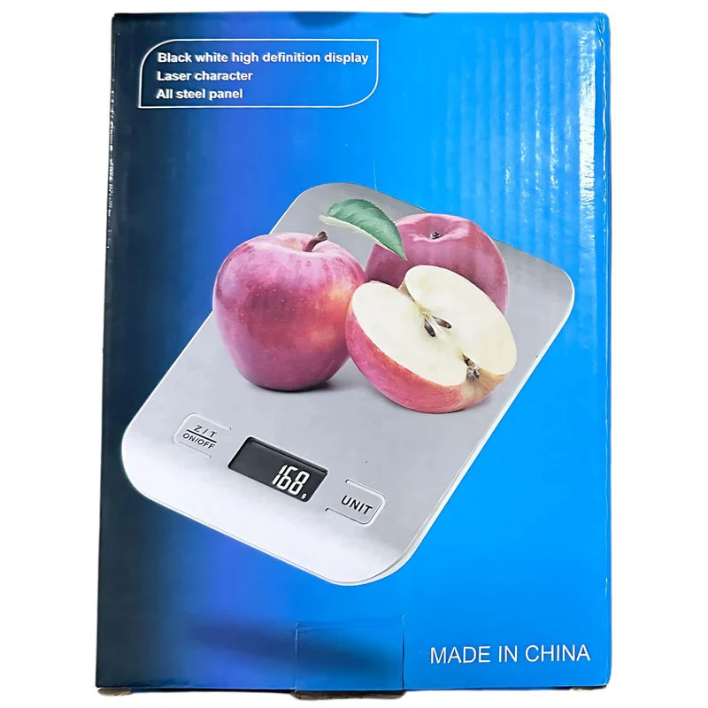 BÁSCULA BALANZA DE COCINA DIGITAL 10KG ACERO INOXIDABLE CON PANTALLA LCD. PESA BALANZA PARA ALIMENTO