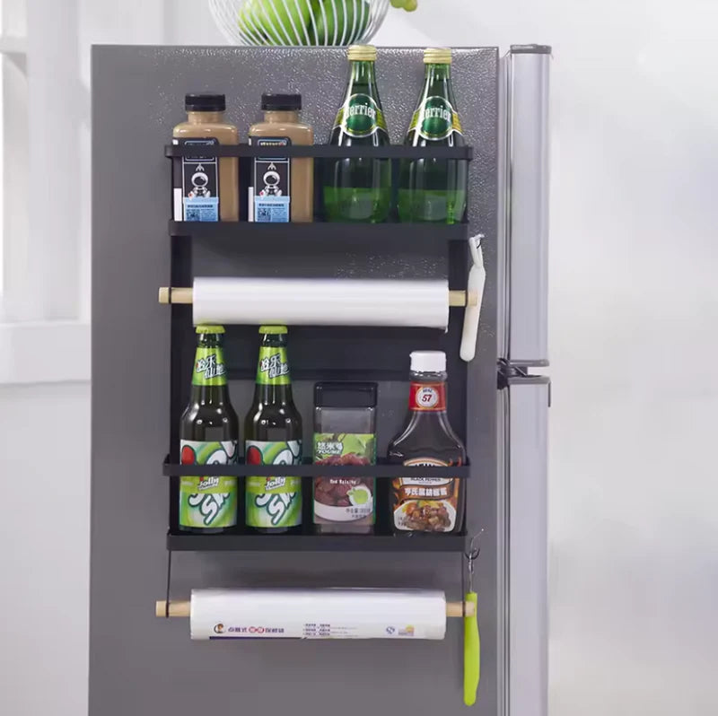 REPISA ORGANIZADORA DESMONTABLE MAGNETICA PARA NEVERAS ORGANIZADO COCINA COLOR NEGRO.