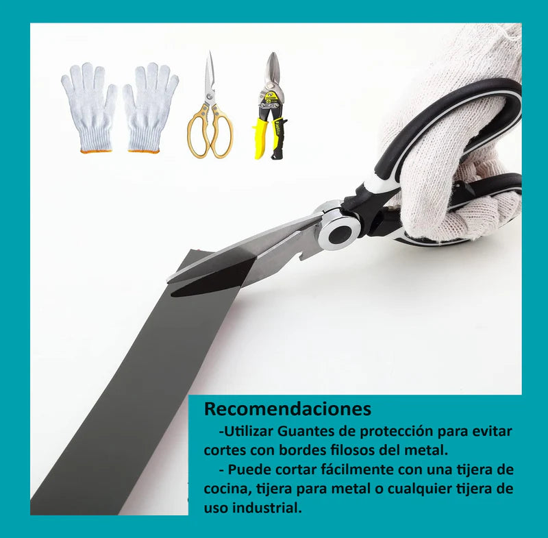 CINTA DE ACERO INOXIDABLE NEGRO BRILLANTE TIRA AUTOADHESIVA DECORATIVA 4CM X 5M LARGO