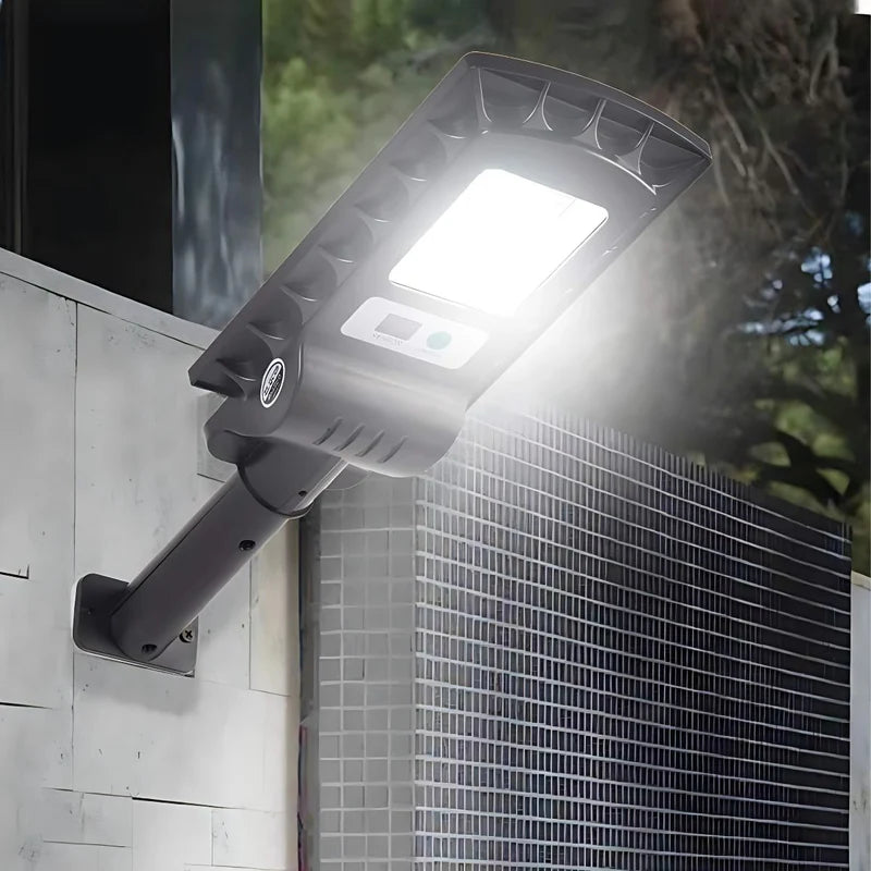 LÁMPARA SOLAR PARA 40M² 120 LED CON SENSOR DE MOVIMIENTO. FOCO CON PANEL SOLAR PARA EXTERIORES. LUZ