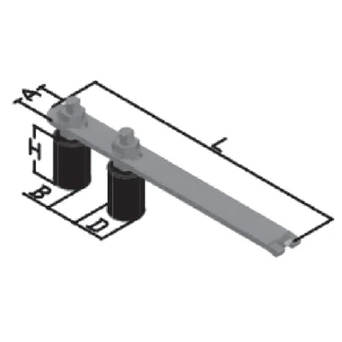GUIA DE PORTON DOBLE CON PLATINA SOPORTE 270X44MM.