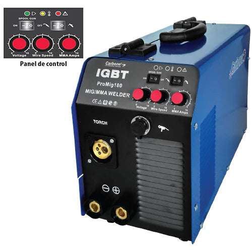 PROMIG180 MAQUINA DE SOLDAR MIG /STICK CON/SIN GAS 220 VOLTS.ESP. MAX.DE ALAMBRE 1.0 MM (INCLUYE SPO