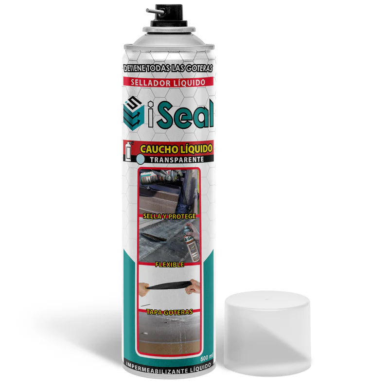 ISEAL TRANSPARENTE SELLADOR FLEXIBLE EN SPRAY 500ML. PERMANECE FLEXIBLE EN EL TIEMPO.