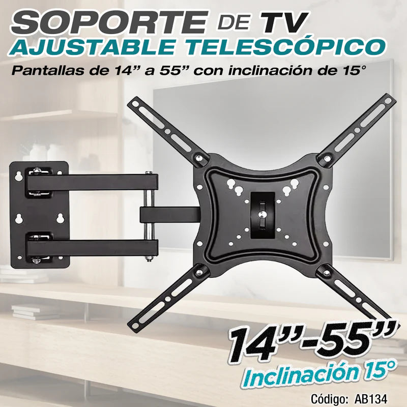 SOPORTE DE TV AJUSTABLE TELESCÓPICO HDL-117B-2 PARA PANTALLAS DE 14-55'' CON INCLINACIÓN DE 15° Y VE