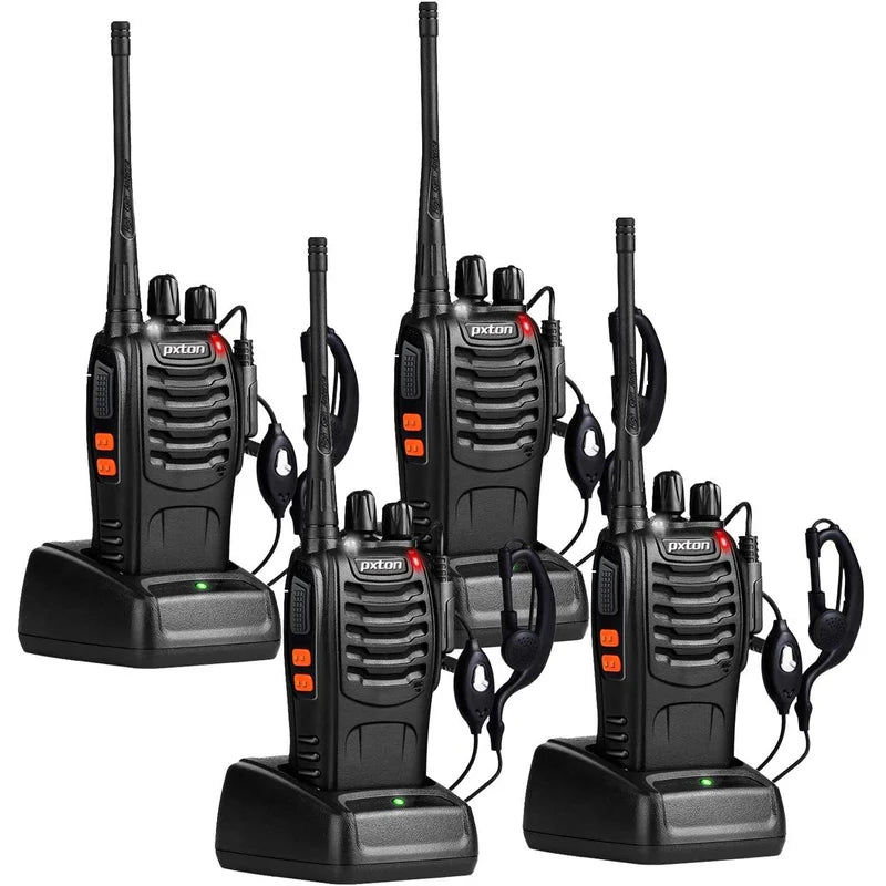 JUEGO DE 4 RADIOS DE 2 VÍAS Y 16 CANALES. COLOR NEGRO.