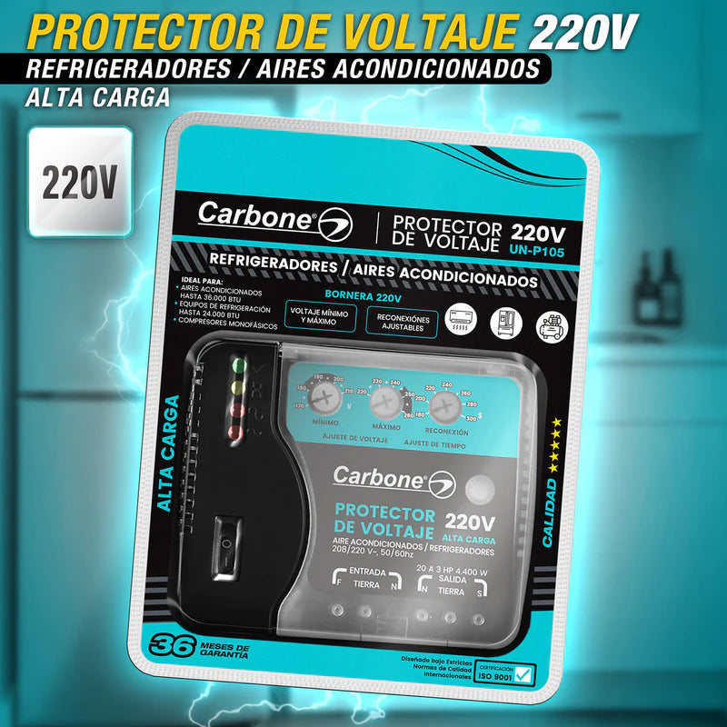 [SKUIMG]UN-P105|1784064799648-efae524864df3__00_manual_1784064799648_13_protector_de_voltaje_1_web_800x.webp|eccff5034b6cf55c2475fcc8d148b2ea309bcdd7|PROTECTOR DE VOLTAJE 220VOLT - 50/60HZ. CORRIENTE 20A PARA AIRES ACONDICIONADOS INVERTER Y REFRIGERA
