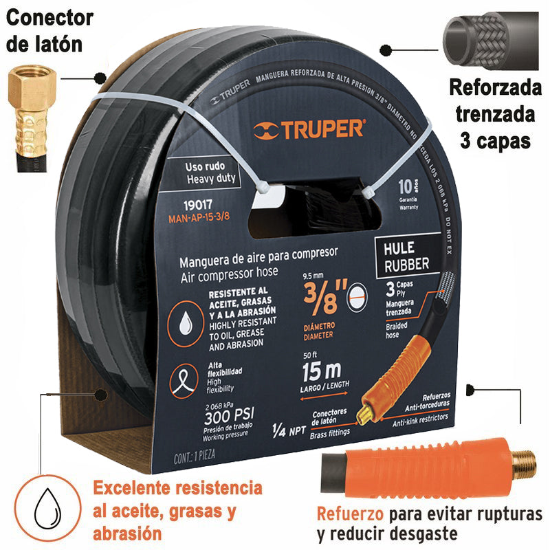 MANGUERA DE CAUCHO / PARA COMPRESOR 300 PSI