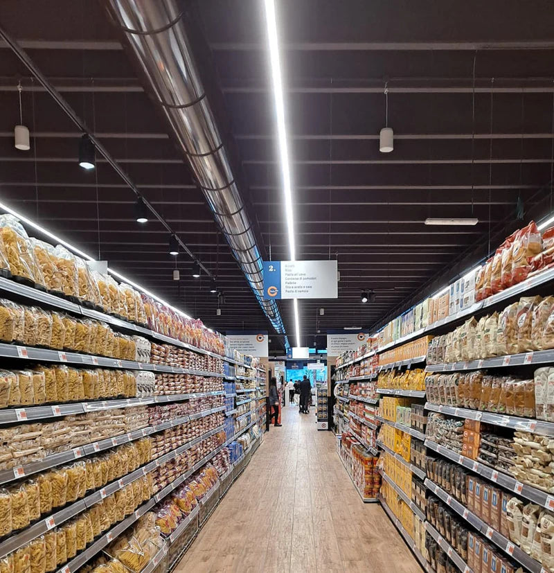 LAMPARA COLGANTE LINEAL COMERCIAL 1.5M BLANCA FROSTED 7000LM DIP 35-50W AJUSTABLE 4000K/5000K/6500K