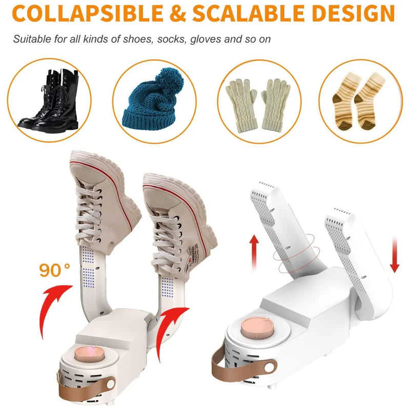 SECADOR DE ZAPATOS ELÉCTRICO PLEGABLE 110V. ELIMINA LOS MALOS OLORES Y HUMEDAD DEL CALZADO. QUITA OL