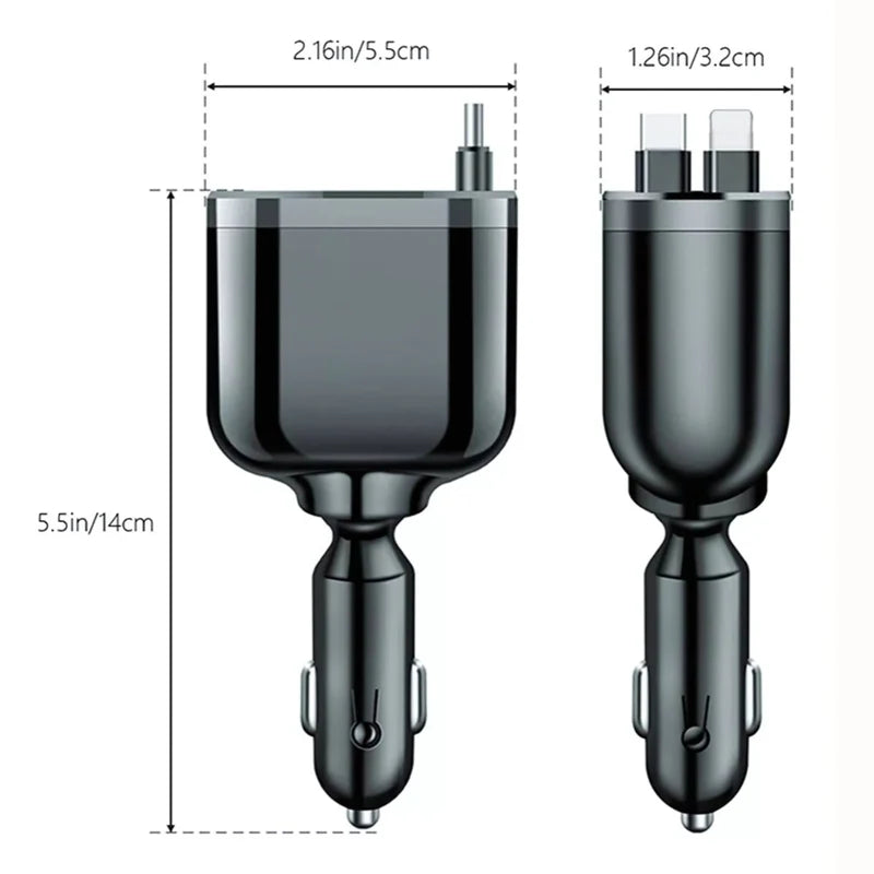 CARGADOR DE AUTO 5-EN-1 CON USB 3.1 Y TIPO C . CARGA RÁPIDA UNIVERSAL PARA CELULARES Y OTROS DISPOSI