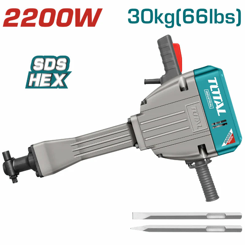 DEMOLEDORA 2200W SDS HEX 28MM 30KG. 110-120V~60HZ CALID. INDUST. VIENE CON MALETÍN 2CINCELESHEX.1AÑO